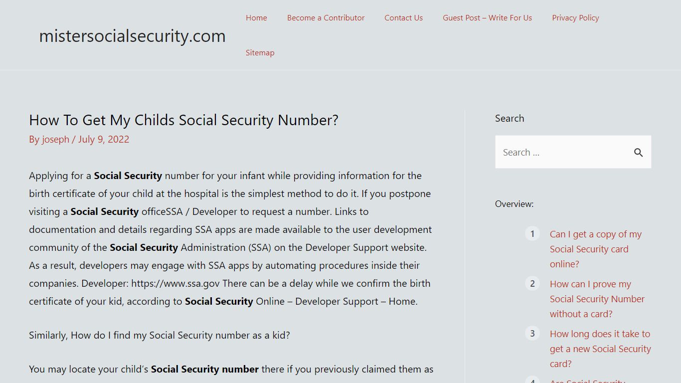 How To Get My Childs Social Security Number?